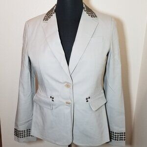 New York & Company Womens Sz 14 Taupe Studded Blazer Career Corporate Party City